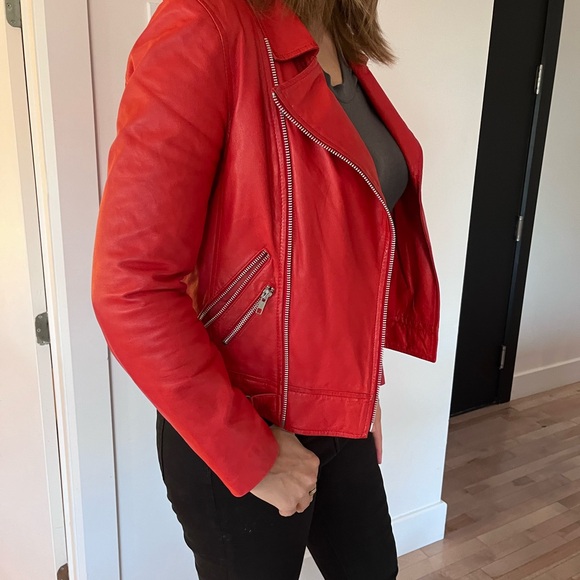 Kookai Red lamb leather perfecto - Picture 3 of 9